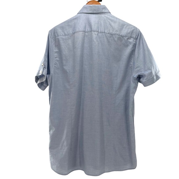 Ted Baker London Size 5 Short Sleeve Button Down Shirt DBL Button Sleeve Accent - Picture 3 of 11